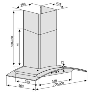 bản vẽ kỹ thuật Máy hút mùi Lorca kiểu classic TA-3005C-70