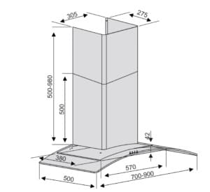 bản vẽ kỹ thuật Máy hút mùi Lorca kiểu classic TA-3005C-70