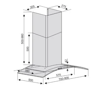 bản vẽ kỹ thuật Máy hút mùi Lorca kiểu classic TA-3005C-70