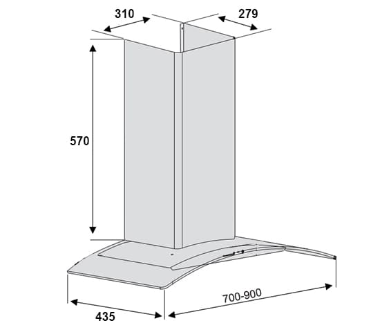 Bản vẽ kỹ thuật Máy hút mùi Lorca TA-2001H-70CM