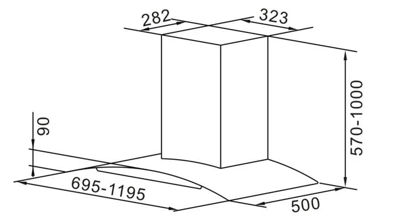 Bản vẽ kỹ thuật Máy hút mùi CHEFS EH-R906E7W