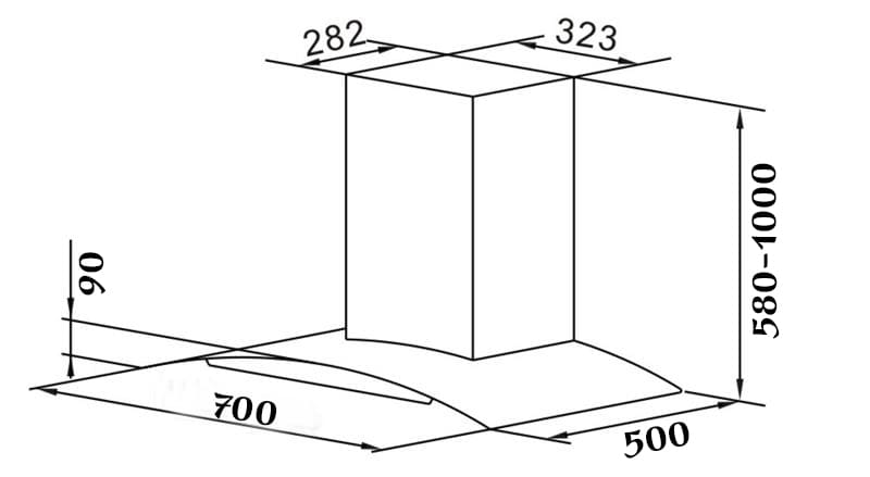 Bản vẽ kỹ thuật Máy hút mùi CHEFS EH-R906E7W