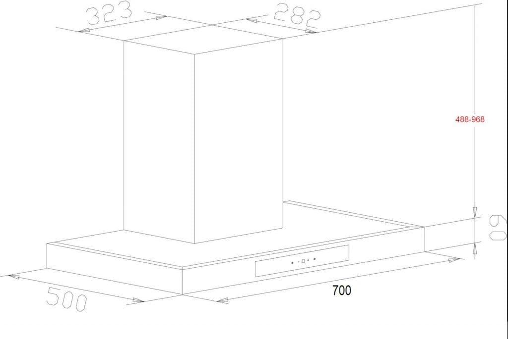 Bản vẽ kỹ thuật Máy hút mùi CHEFS EH-R906E7W