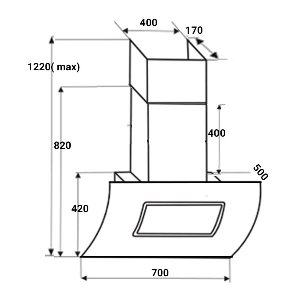 Bản vẽ kỹ thuật Máy hút mùi CHEFS EH-R706E7B 