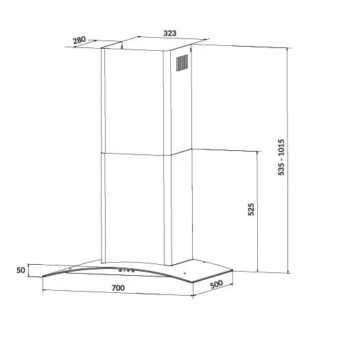 Hình ảnh bản vẽ kỹ thuật Máy hút mùi Eurosun EH-70K27S 
