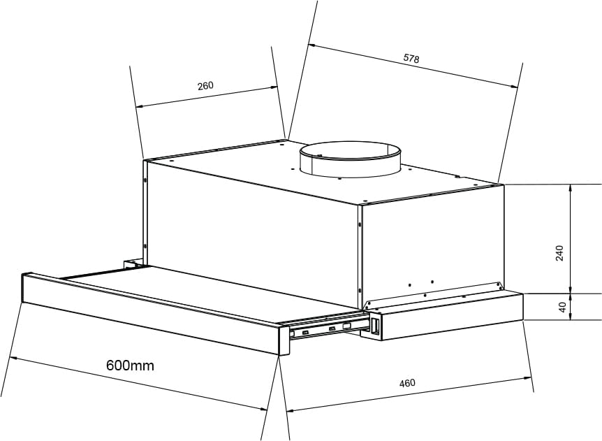 Hình ảnh bản vẽ kỹ thuật Máy hút mùi Eurosun EH-90K25