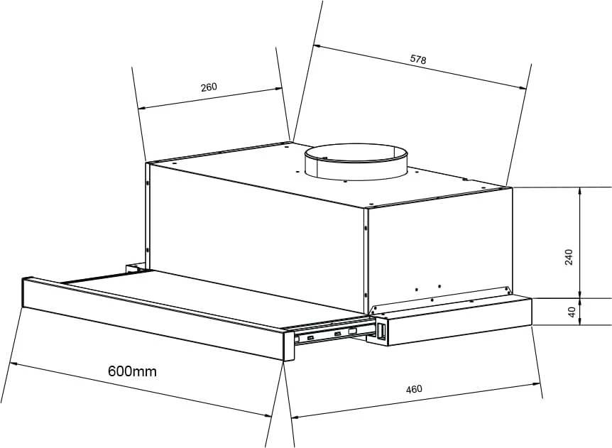 Hình ảnh bản vẽ kỹ thuật Máy hút mùi Eurosun EH-90K25