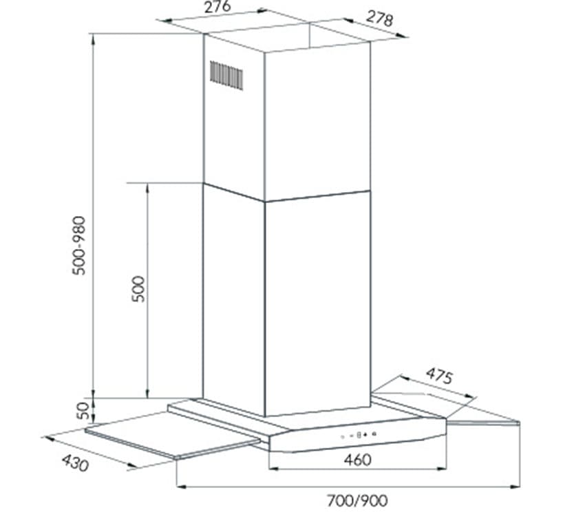 Hình ảnh bản vẽ kỹ thuật Máy hút mùi Eurosun EH-70AF87 