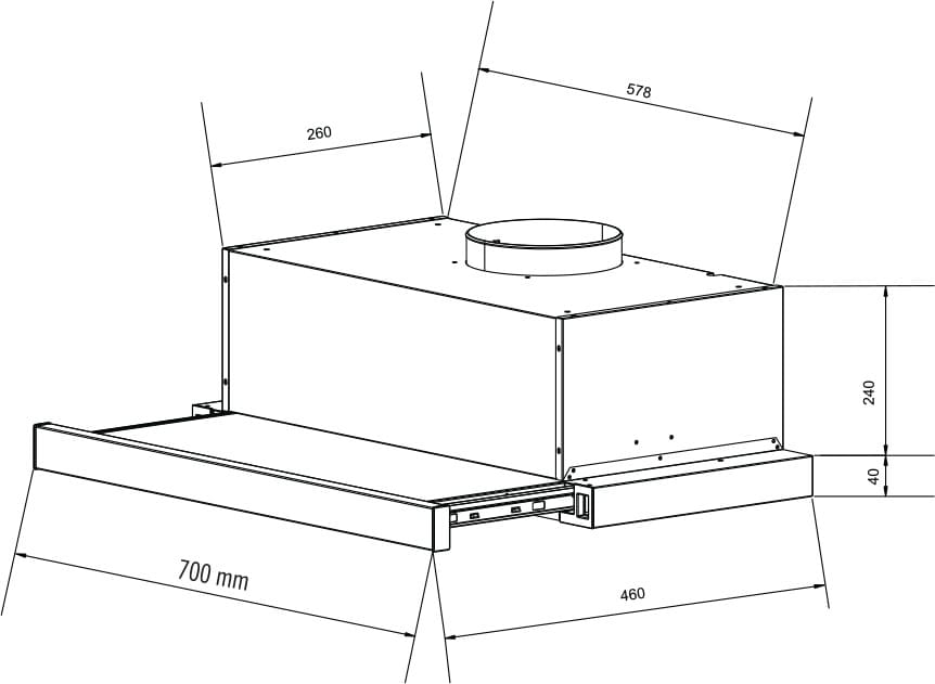 Hình ảnh bản vẽ kỹ thuật Máy hút mùi Eurosun EH-90K25
