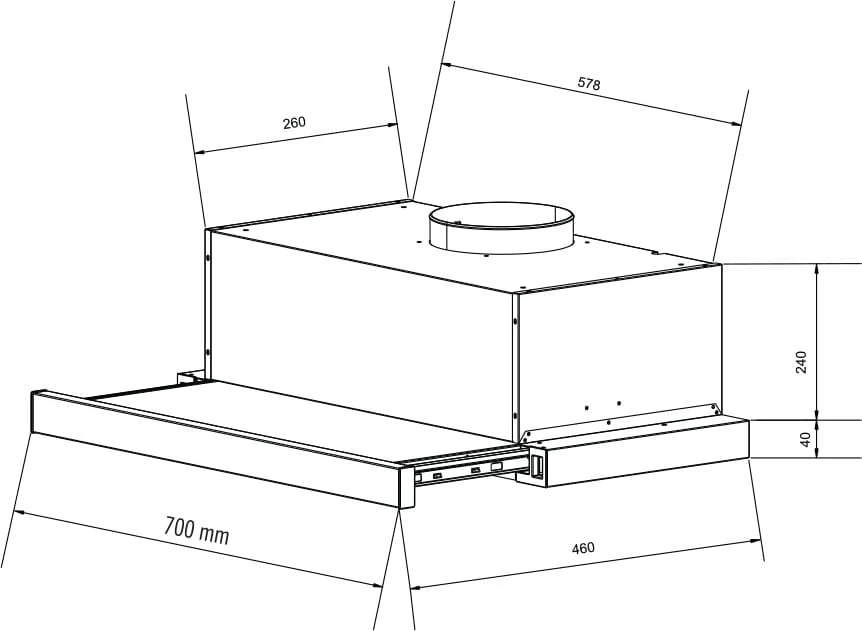 Hình ảnh bản vẽ kỹ thuật Máy hút mùi Eurosun EH-90K25