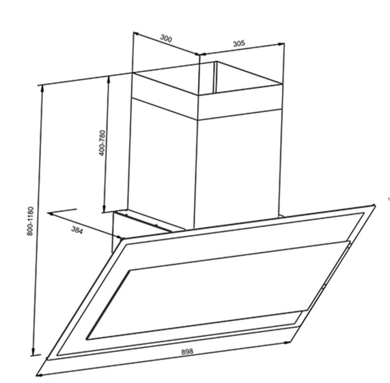 Hình ảnh bản vẽ kỹ thuật Máy hút mùi Eurosun EH-90CN72