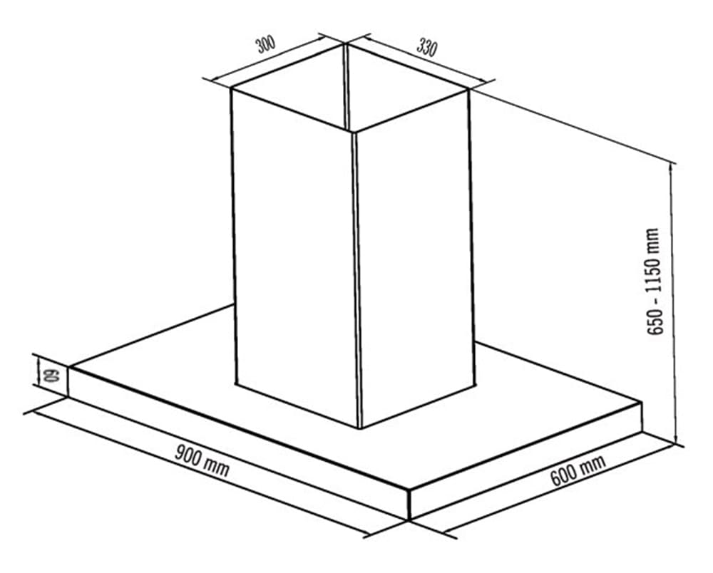Hình ảnh bản vẽ kỹ thuật Máy hút mùi Eurosun EH-90CN72