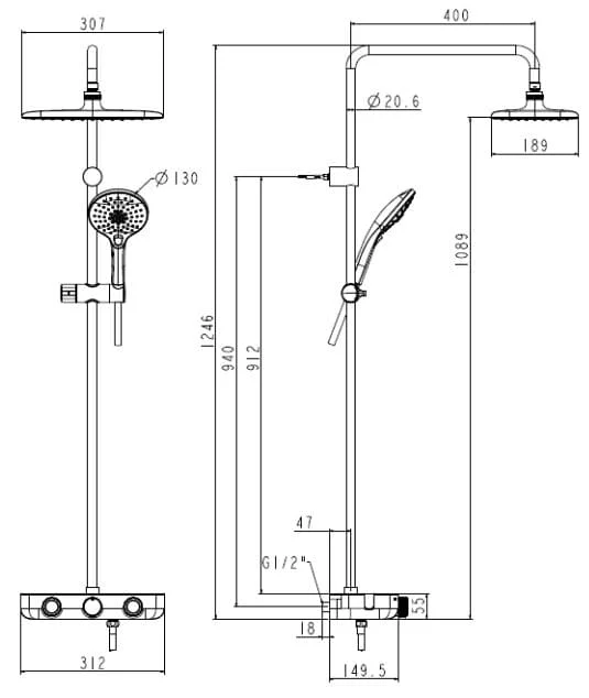 Bản vẽ kỹ thuật Bộ Sen Cảm Biến Nhiệt American Standard WF-4955 EasySET