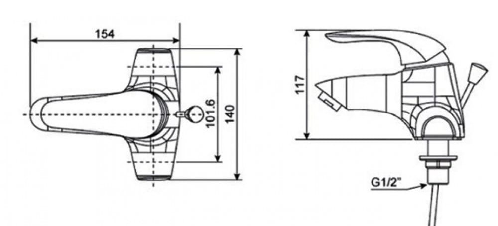 Bản vẽ kỹ thuật Vòi rửa mặt nóng lạnh AMERICAN STANDARD WF-1502