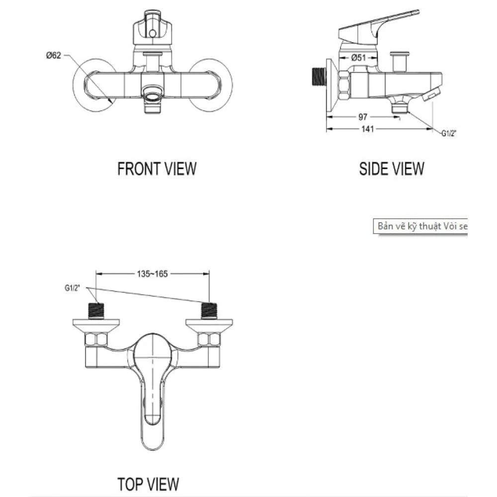 bản vẽ kỹ thuật Sen Tắm nóng lạnh American Standard WF-1411