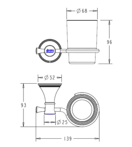 Bản vẽ kỹ thuật Đựng giấy vệ sinh American Standard WF-0287