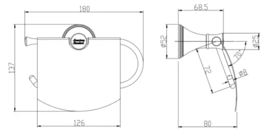 Bản vẽ kỹ thuật Đựng giấy vệ sinh American Standard WF-0287