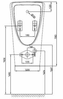 Bản vẽ kỹ thuật Tiểu nam treo tường American Standard WP-6519DC