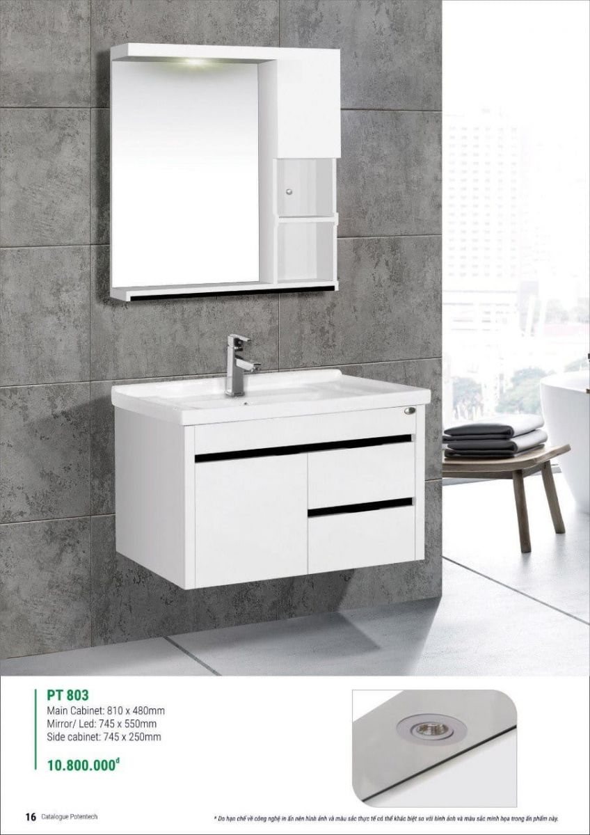 Bộ tủ chậu nhựa PVC Potentech PT 8030