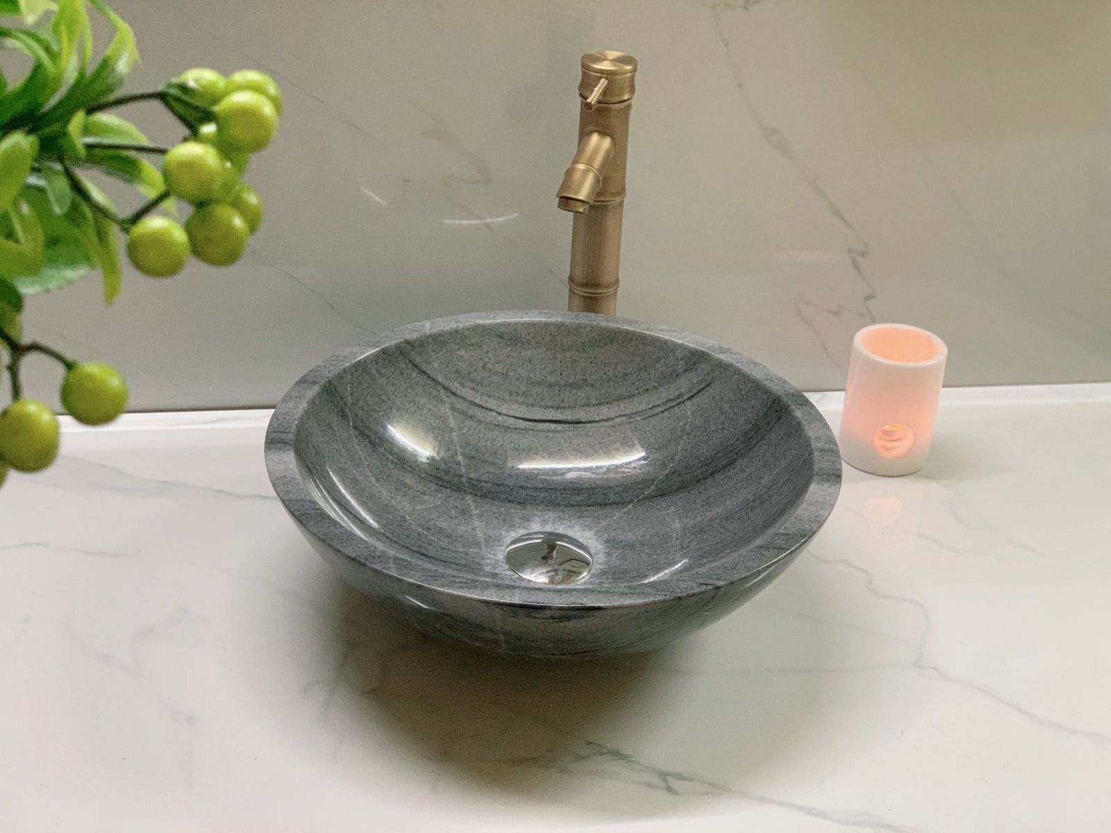 Chậu rửa lavabo màu trắng sữa Eximstone BST90