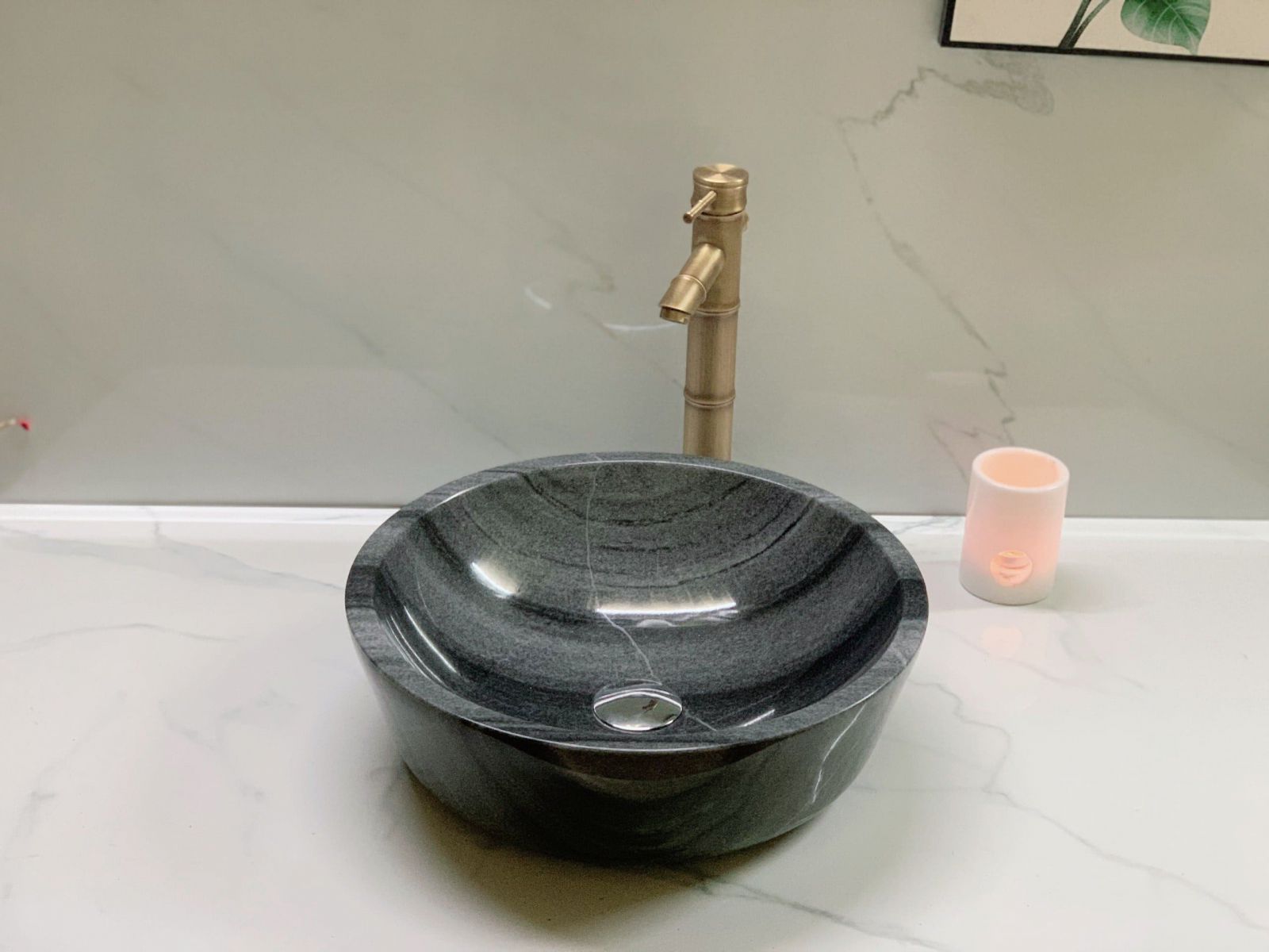 Chậu rửa lavabo màu trắng sữa Eximstone BST90