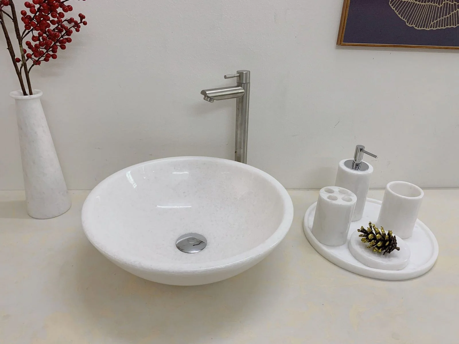 Chậu rửa lavabo màu trắng Eximstone BST33A
