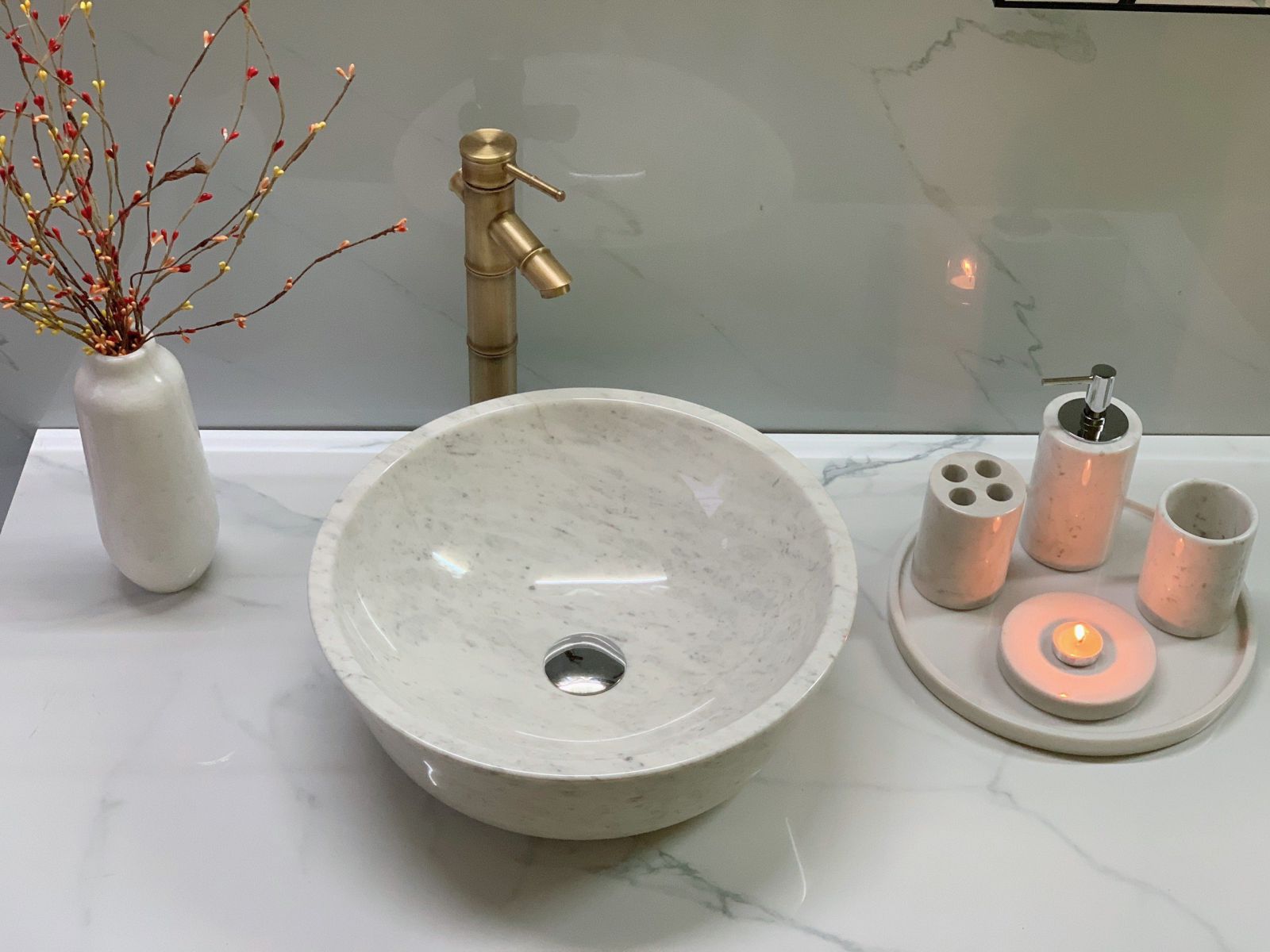 Chậu rửa lavabo màu trắng sữa Eximstone BST90