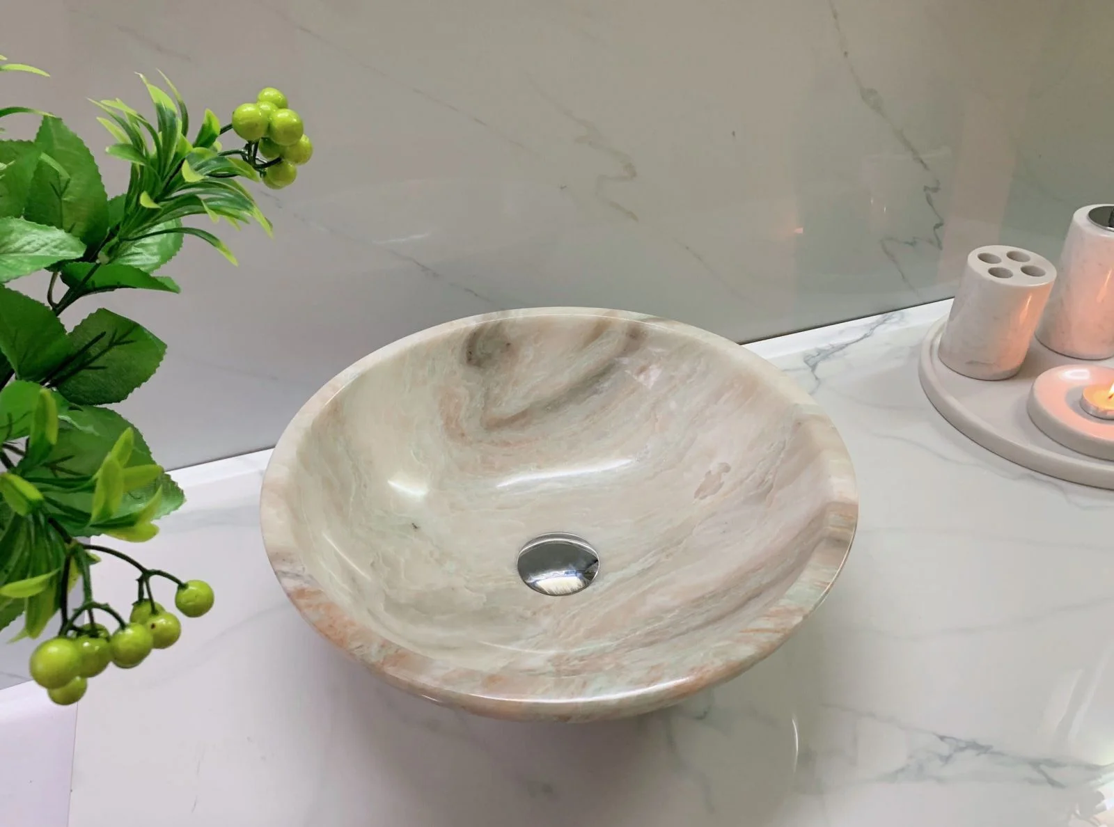Chậu rửa lavabo màu trắng sữa Eximstone BST90