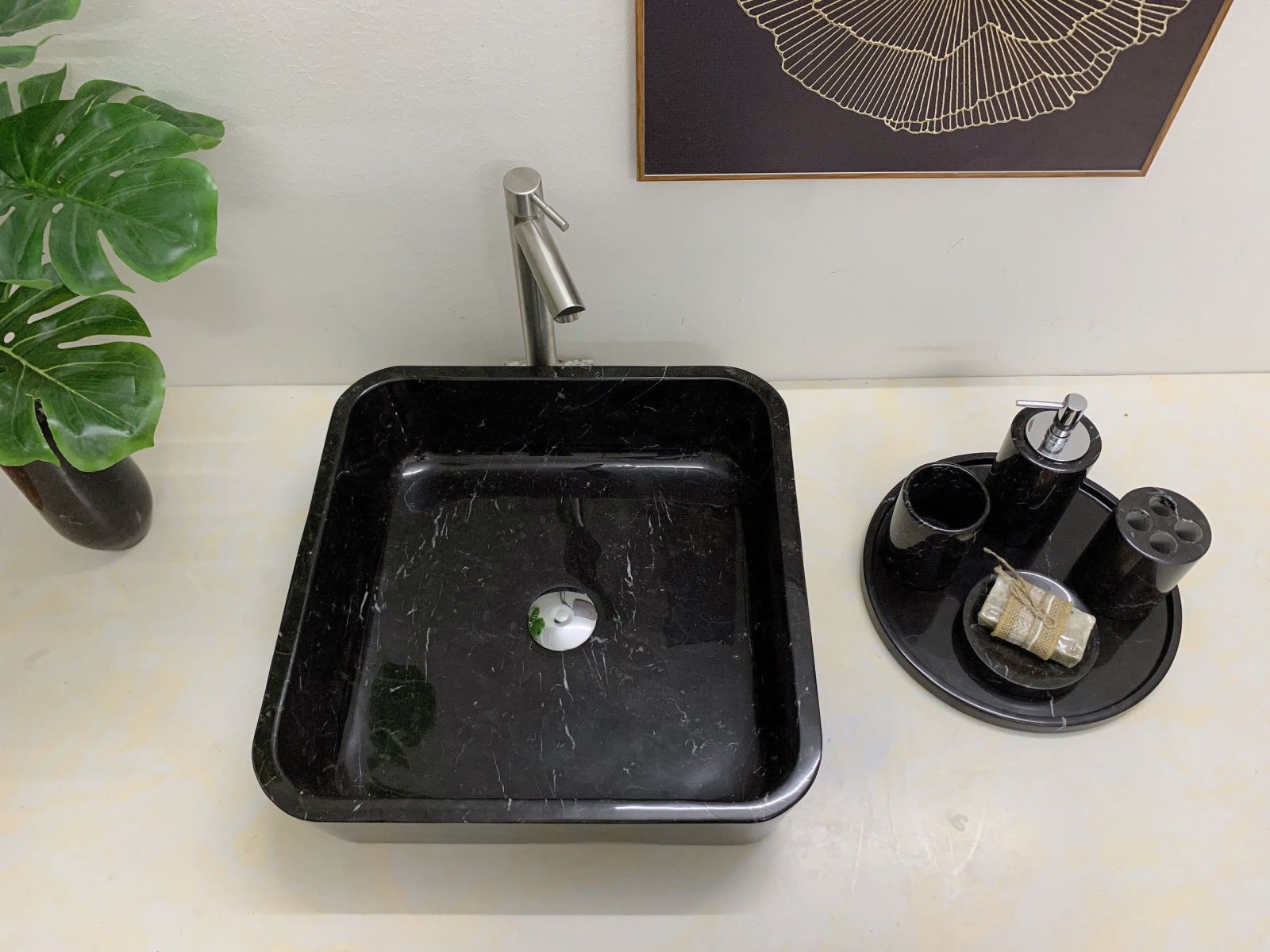 Chậu rửa lavabo màu xanh ấn độ Eximstone BST41