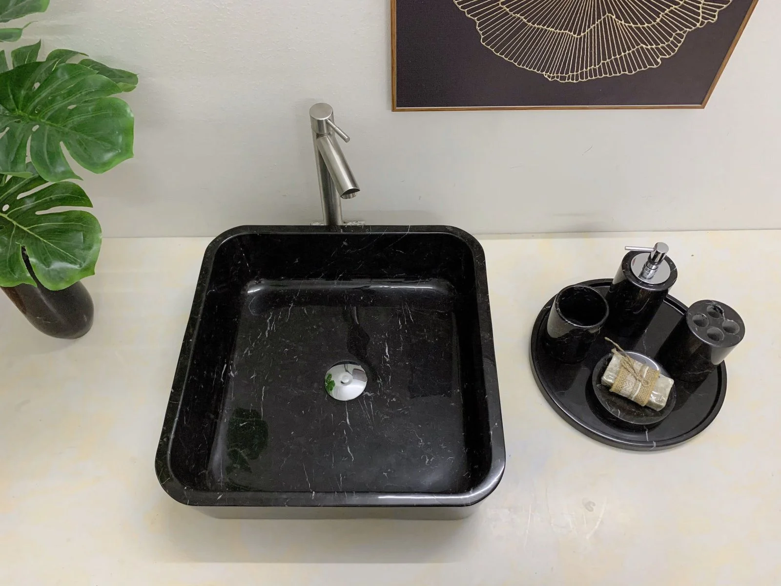Chậu rửa lavabo màu xanh ấn độ Eximstone BST41