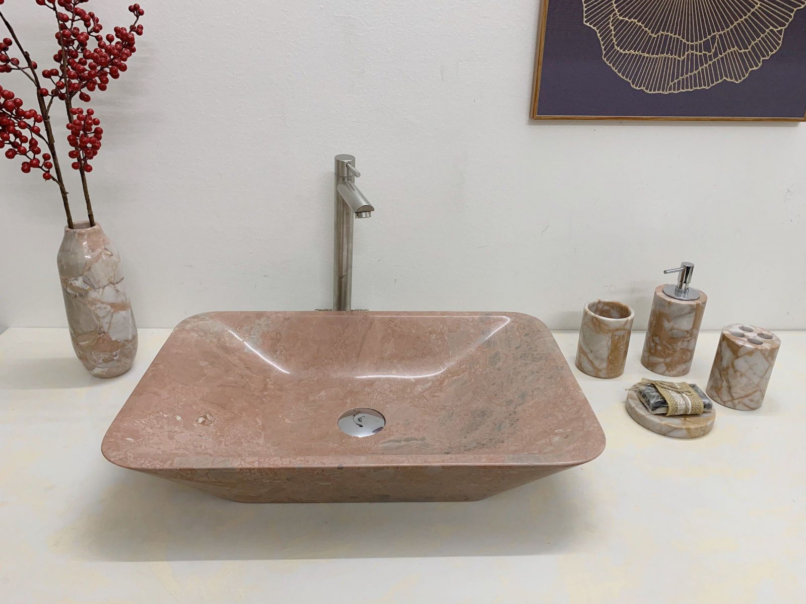 Chậu rửa lavabo màu xanh ấn độ Eximstone BST41