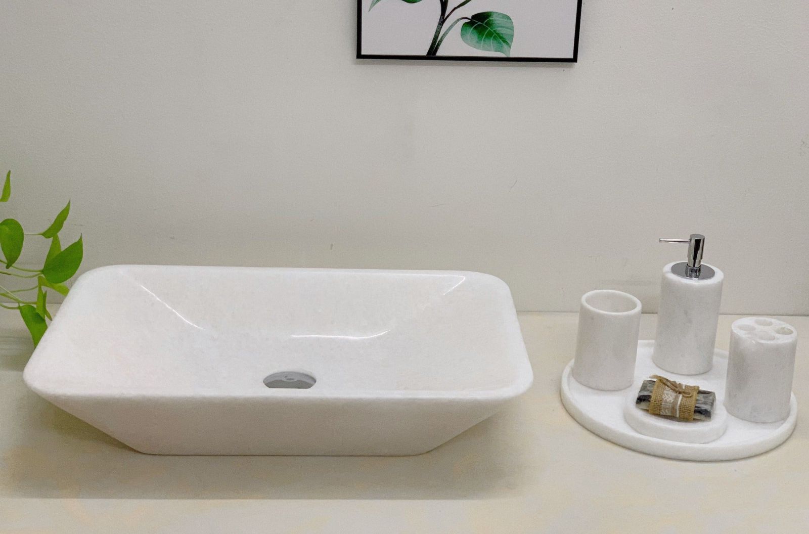 Chậu rửa lavabo màu xanh ấn độ Eximstone BST41