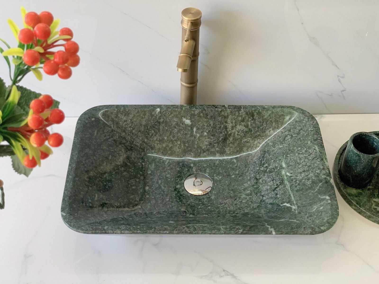 Chậu rửa lavabo màu xanh ấn độ Eximstone BST41