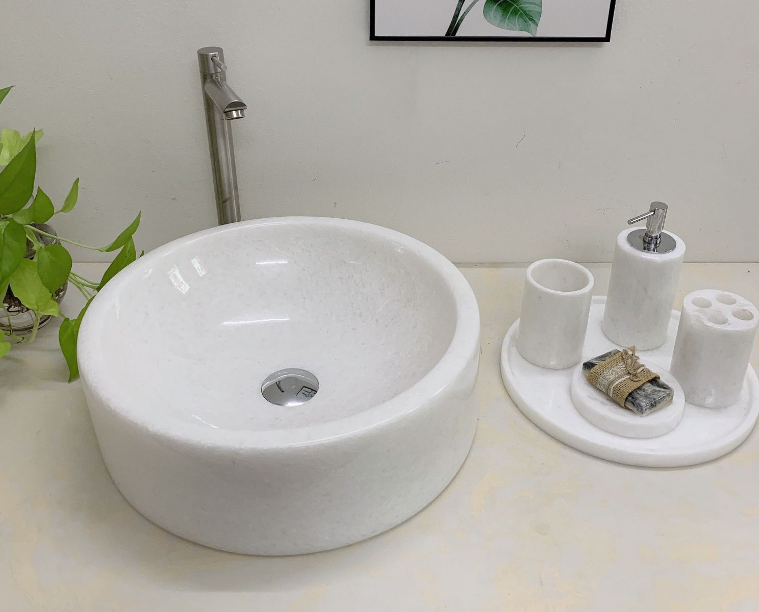 Chậu rửa lavabo màu xanh ấn độ Eximstone BST41