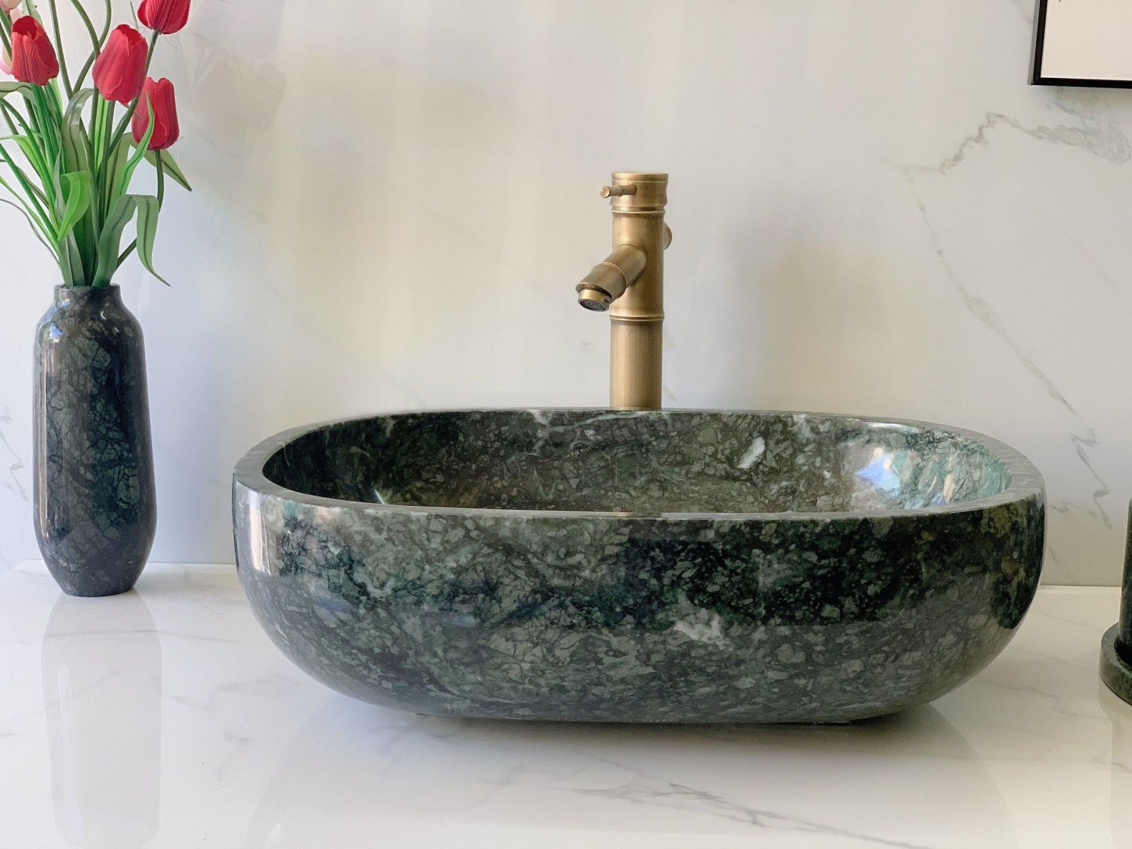 Chậu rửa lavabo màu xanh ấn độ Eximstone BST41