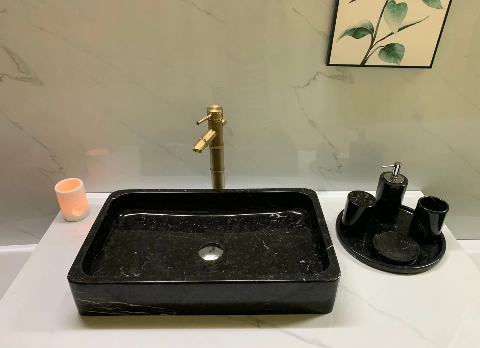 Chậu rửa lavabo màu xanh ấn độ Eximstone BST41