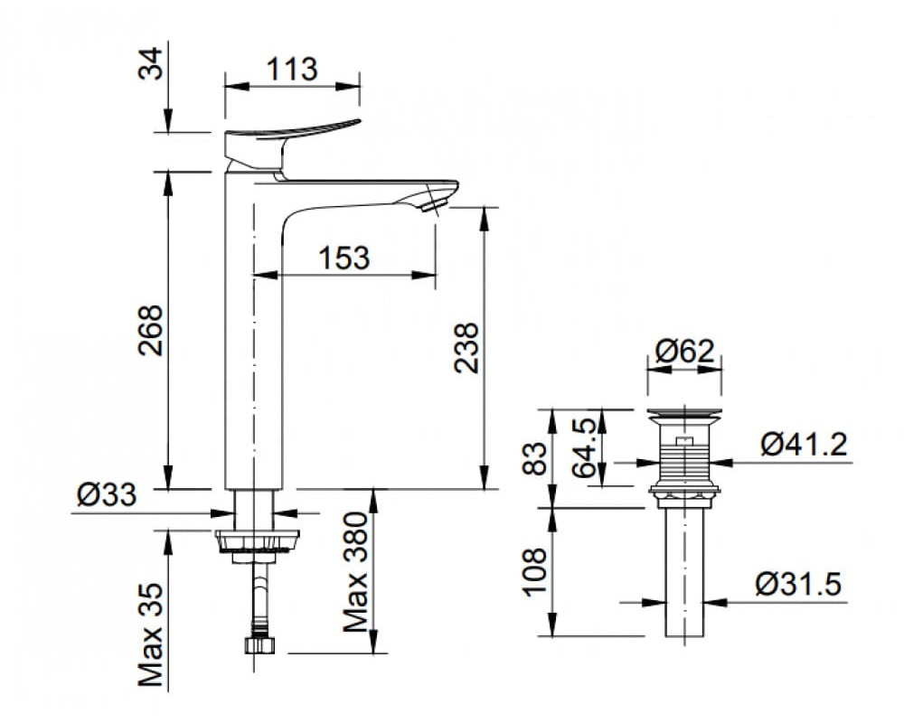 Bản vẽ kỹ thuật Vòi Chậu Rửa Mặt INAX LFV-502SH