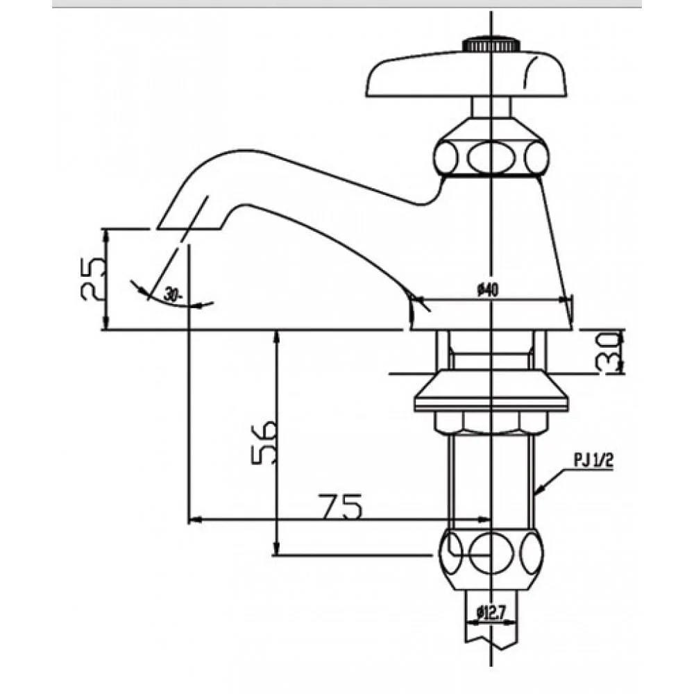 bản vẽ kỹ thuật Vòi rửa mặt lạnh Inax LF-1
