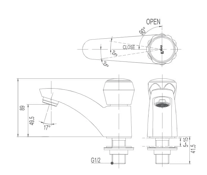 Bản vẽ kỹ thuật Vòi rửa mặt lạnh Inax LFV-12AP