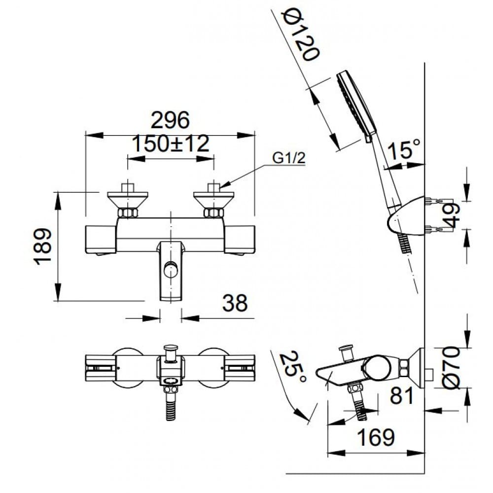 bản vẽ kỹ thuật Sen tắm nóng lạnh Inax BFV-6013T