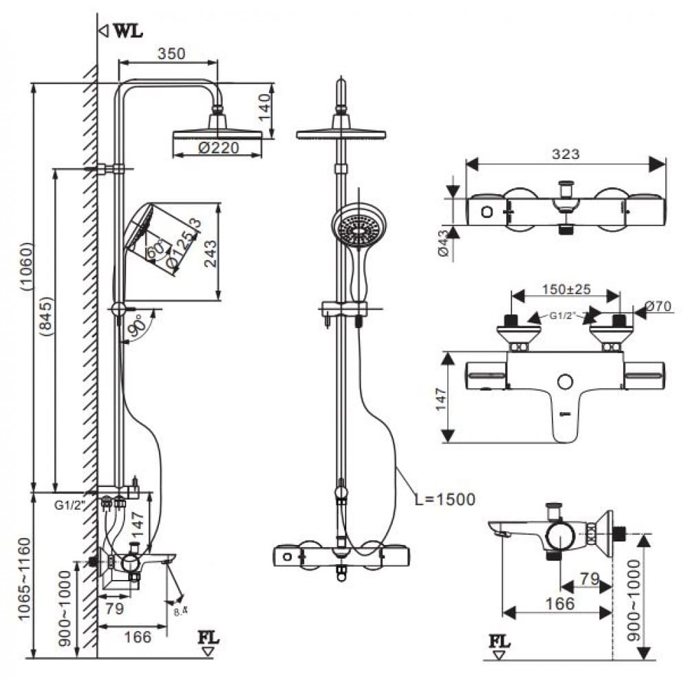 bản vẽ kỹ thuật Sen Cây Nhiệt Độ INAX BFV-3415T 