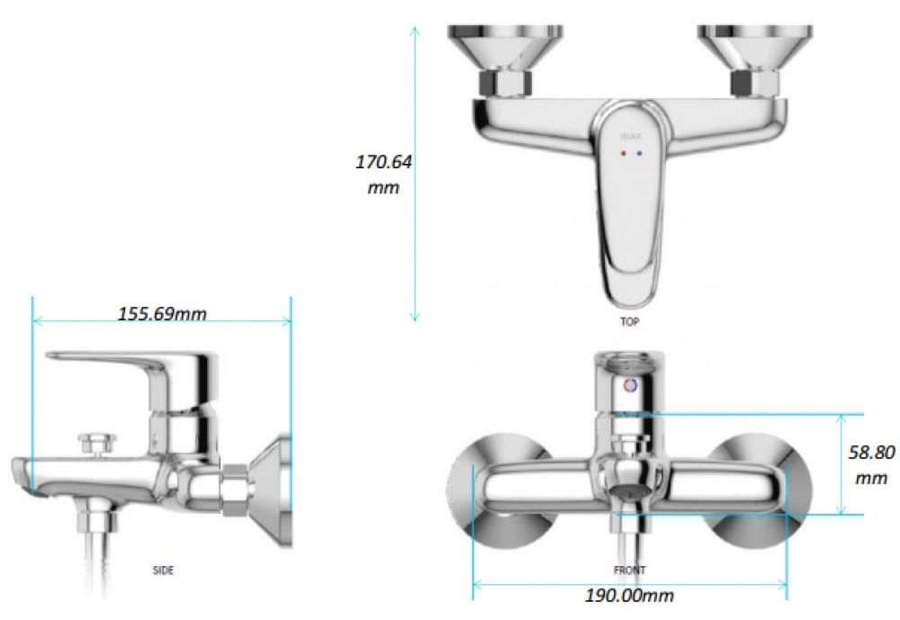 bản vẽ kỹ thuật Sen tắm nóng lạnh INAX BFV-1113S-4C