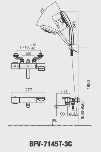bản vẽ kỹ thuật Sen tắm nóng lạnh Inax BFV-7145T-3C
