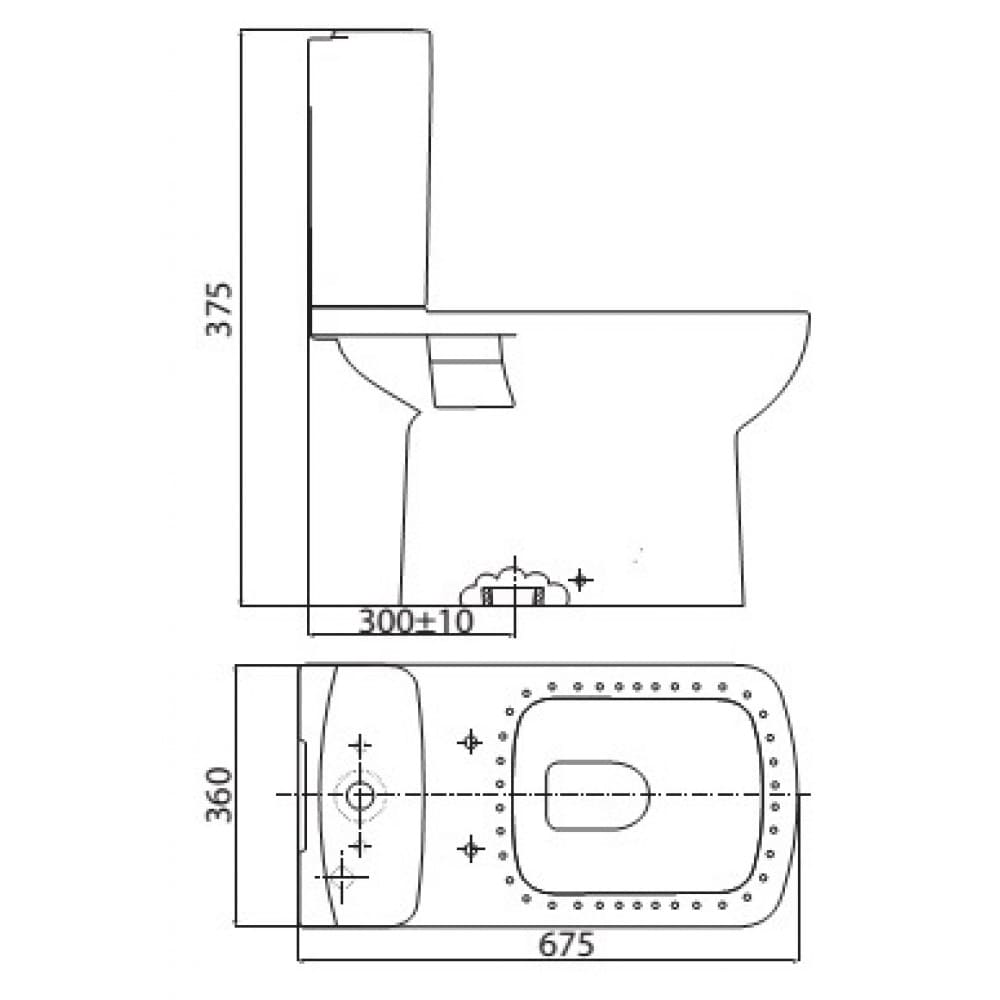 bản vẽ kỹ thuật Bồn cầu 2 khối nắp êm Viglacera VI6