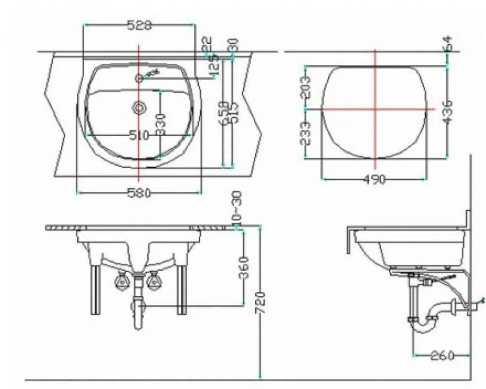 bản vẽ kỹ thuật Chậu rửa mặt âm bàn đá Inax AL-2094V