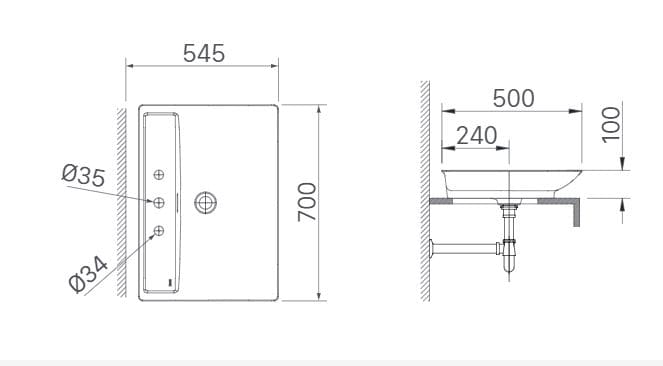 Bản vẽ kỹ thuật Chậu rửa mặt đặt bàn đá INAX AL-S630V