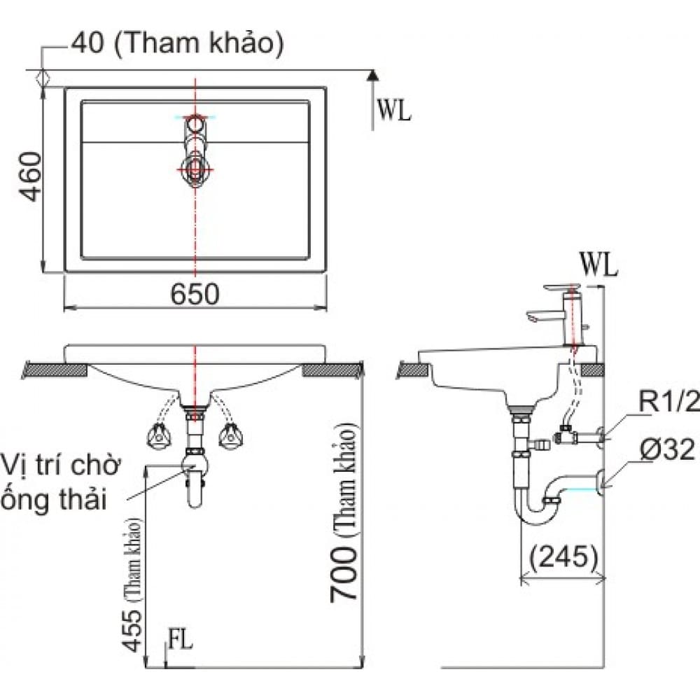 Chậu rửa mặt bàn đá dương Inax L-2397V( EC/FC )