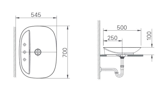 Bản vẽ kỹ thuật Chậu rửa mặt đặt bàn đá INAX AL-S640V