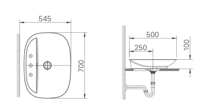 Bản vẽ kỹ thuật Chậu rửa mặt đặt bàn đá INAX AL-S640V