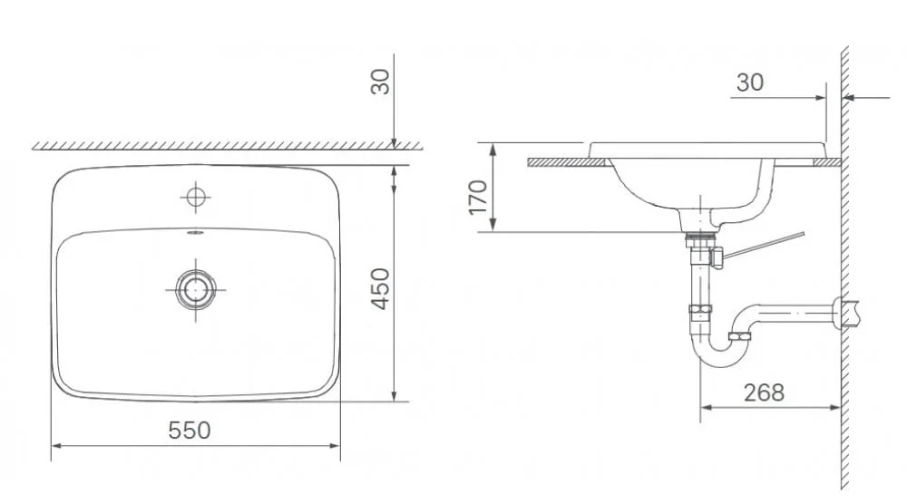 Bản vẽ kỹ thuật Chậu rửa mặt bàn đá dương vành INAX L-2398V